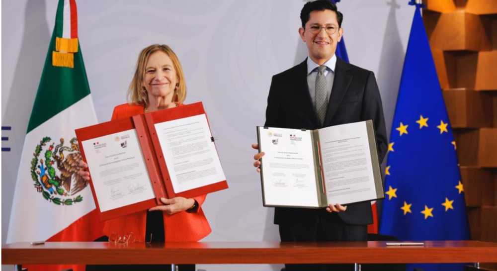 200 años de relaciones entre México y Francia. embajadora de Francia en México Delphine Borione y el Canciller Roberto Velasco Álvarez