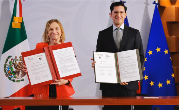 200 años de relaciones entre México y Francia. embajadora de Francia en México Delphine Borione y el Canciller Roberto Velasco Álvarez